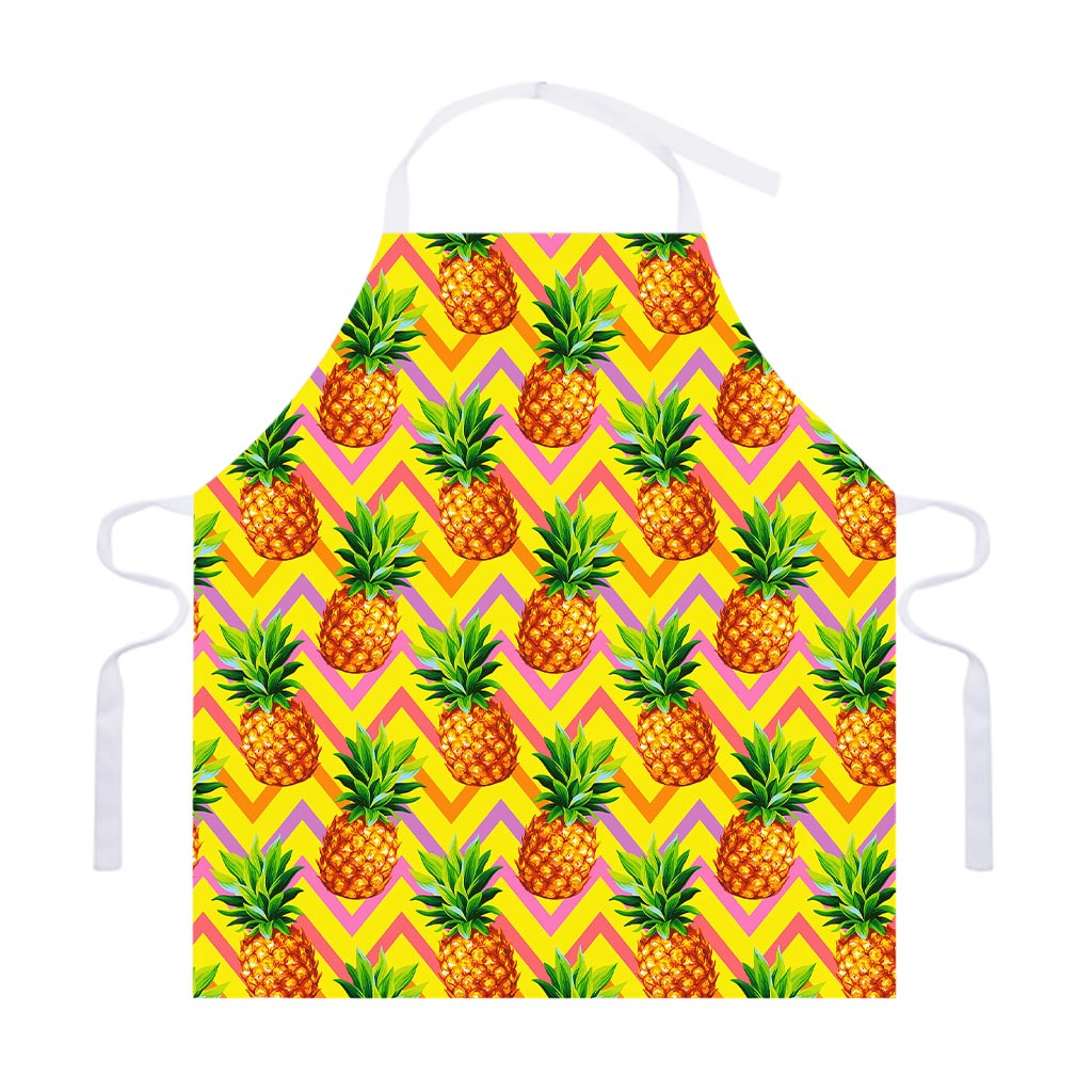 Pastel Zig Zag Pineapple Pattern Print Adjustable Apron