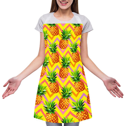 Pastel Zig Zag Pineapple Pattern Print Adjustable Apron