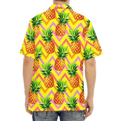 Pastel Zig Zag Pineapple Pattern Print Aloha Shirt