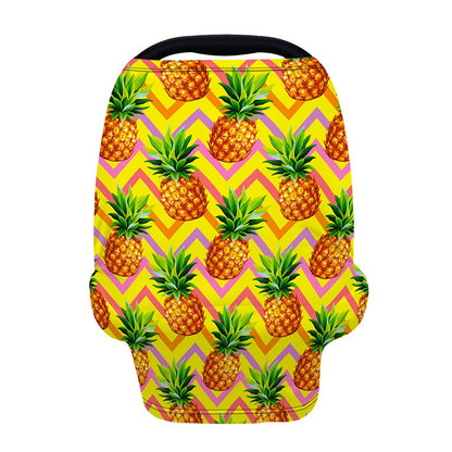 Pastel Zig Zag Pineapple Pattern Print Baby Seat Cover
