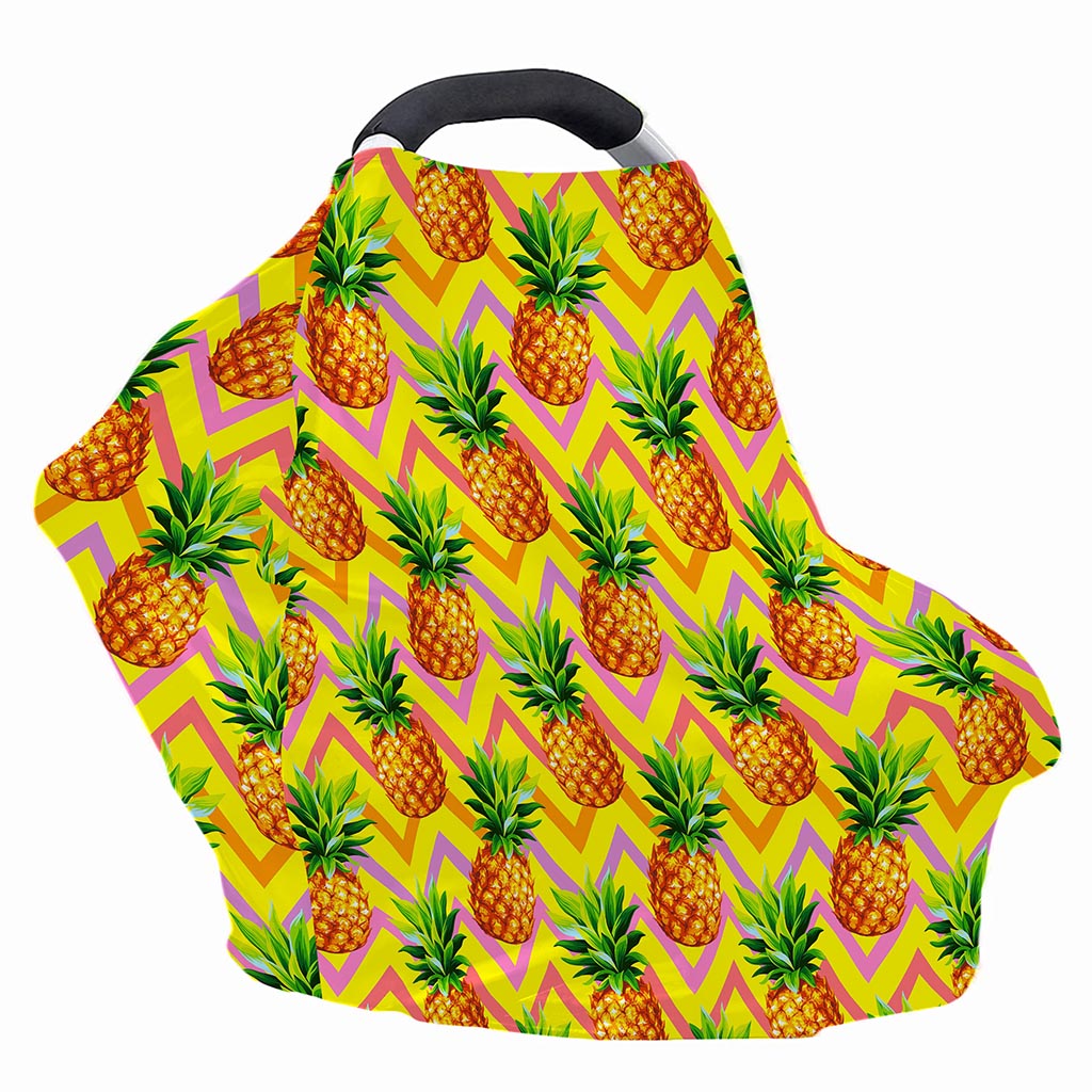 Pastel Zig Zag Pineapple Pattern Print Baby Seat Cover