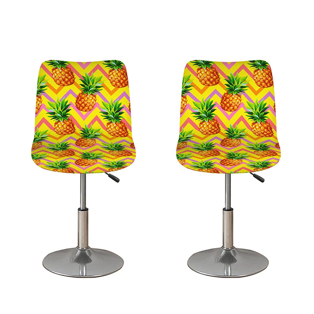 Pastel Zig Zag Pineapple Pattern Print Bar Stool Covers