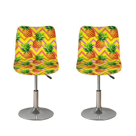 Pastel Zig Zag Pineapple Pattern Print Bar Stool Covers