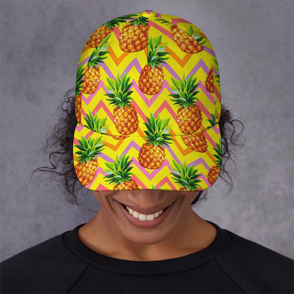 Pastel Zig Zag Pineapple Pattern Print Baseball Cap