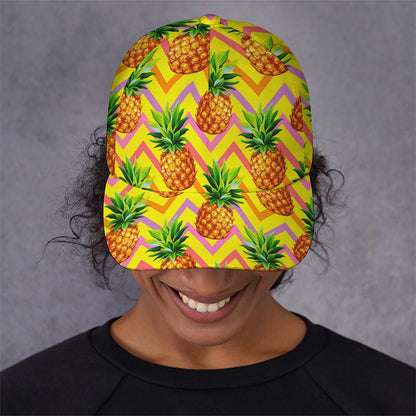 Pastel Zig Zag Pineapple Pattern Print Baseball Cap