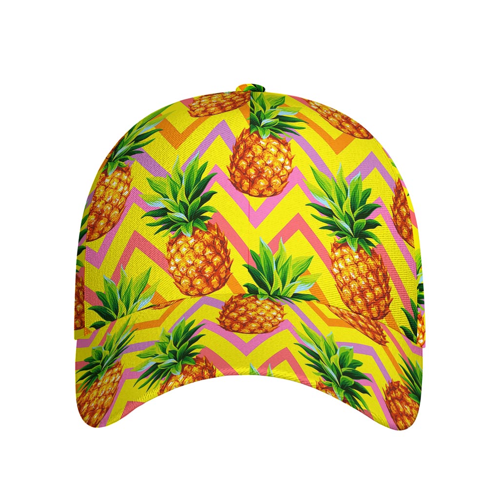 Pastel Zig Zag Pineapple Pattern Print Baseball Cap