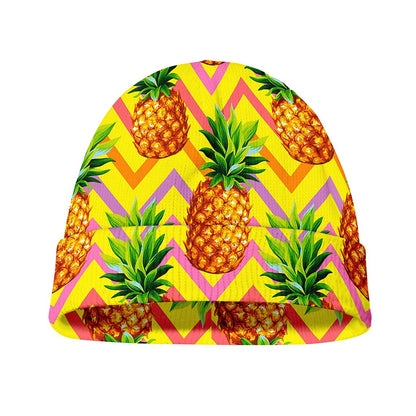 Pastel Zig Zag Pineapple Pattern Print Beanie