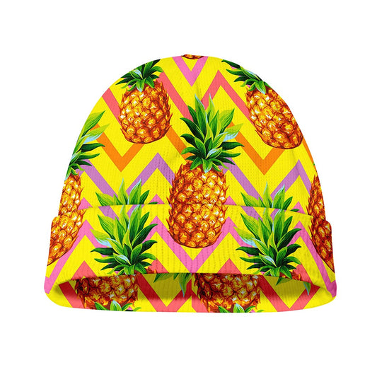 Pastel Zig Zag Pineapple Pattern Print Beanie