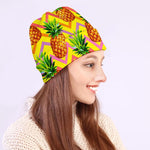 Pastel Zig Zag Pineapple Pattern Print Beanie