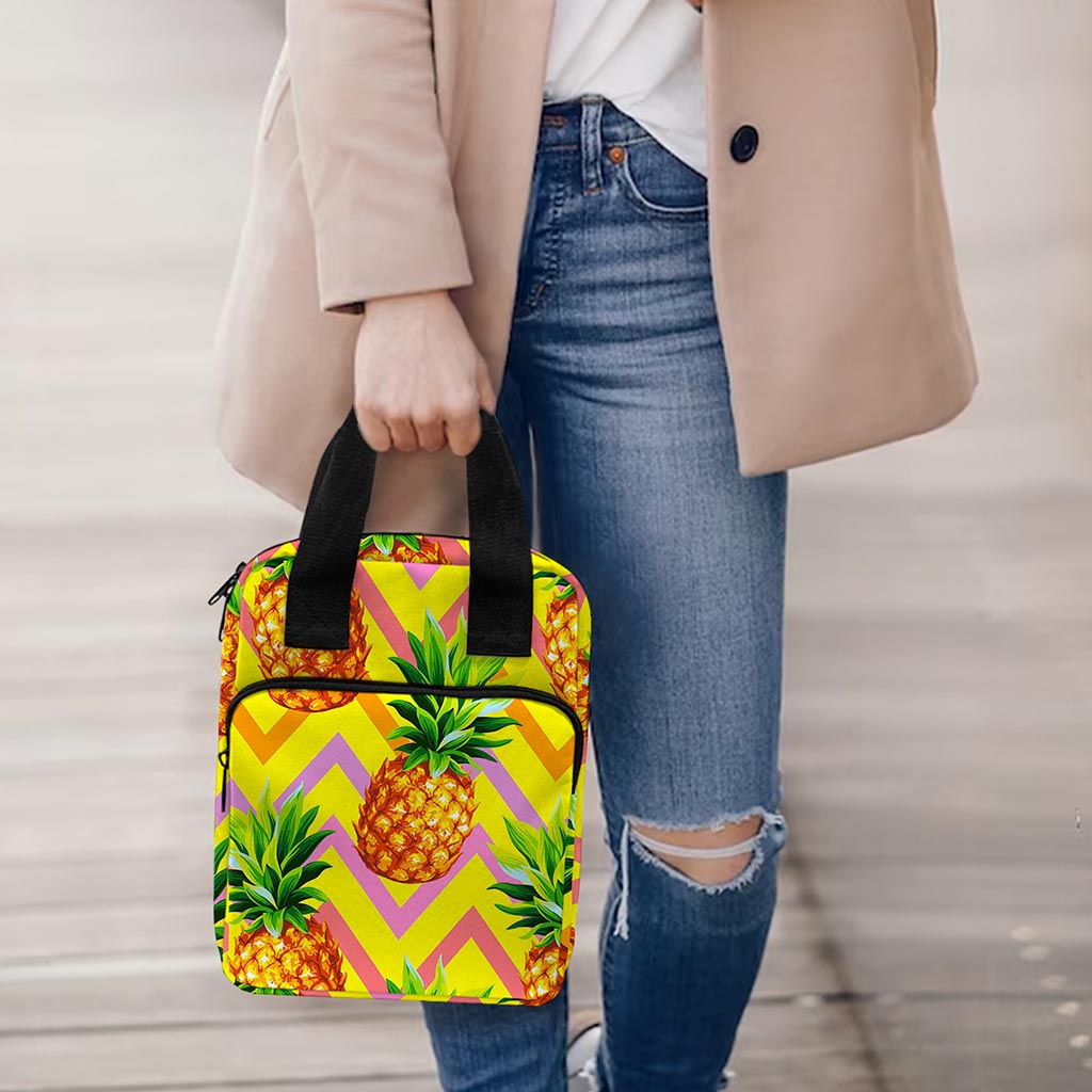 Pastel Zig Zag Pineapple Pattern Print Bible Tote Bag