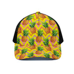 Pastel Zig Zag Pineapple Pattern Print Black Mesh Trucker Cap
