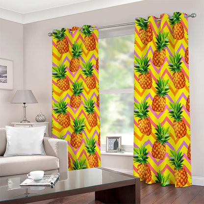 Pastel Zig Zag Pineapple Pattern Print Blackout Grommet Curtains