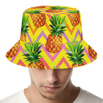 Pastel Zig Zag Pineapple Pattern Print Bucket Hat