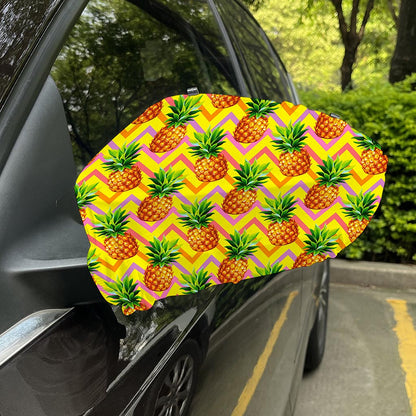 Pastel Zig Zag Pineapple Pattern Print Car Side Mirror Covers