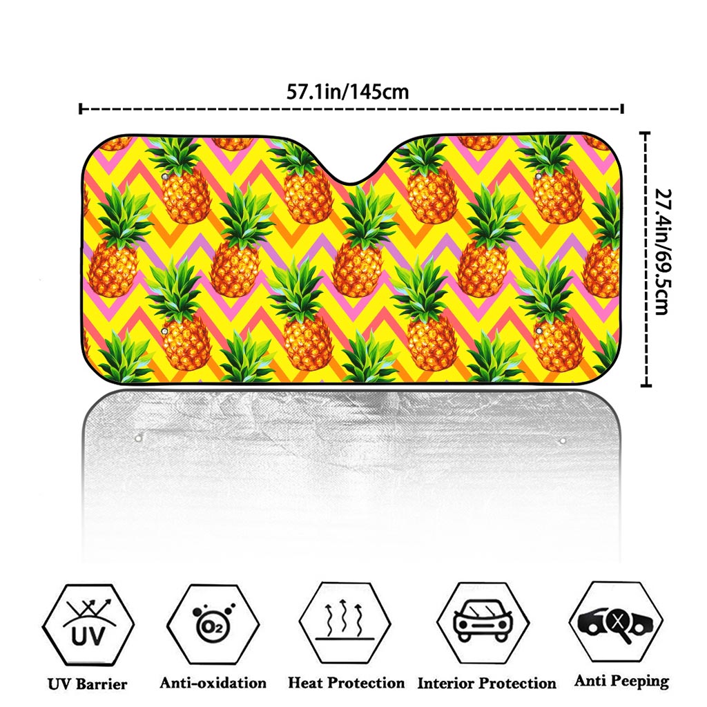 Pastel Zig Zag Pineapple Pattern Print Car Windshield Sun Shade