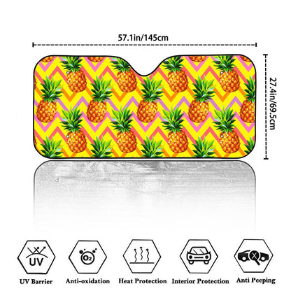 Pastel Zig Zag Pineapple Pattern Print Car Windshield Sun Shade
