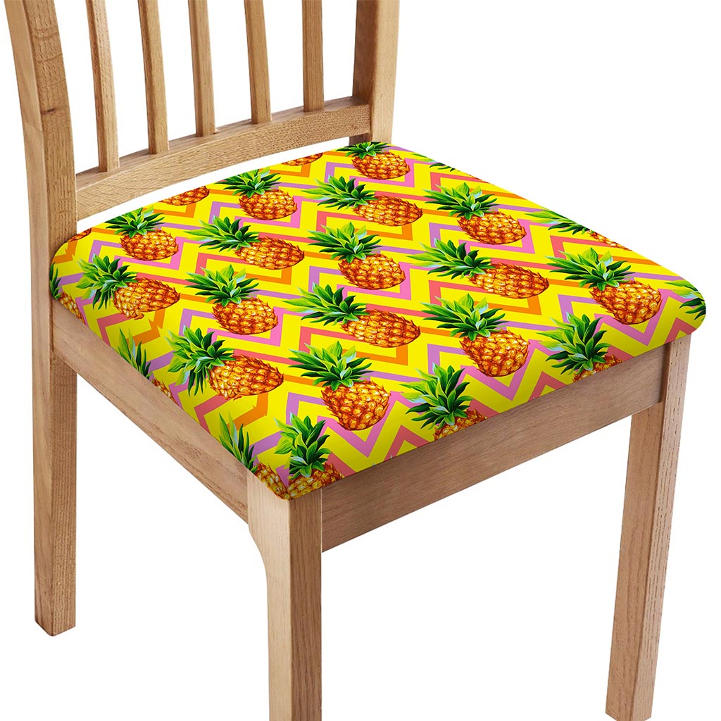 Pastel Zig Zag Pineapple Pattern Print Chair Cushion Cover