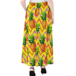 Pastel Zig Zag Pineapple Pattern Print Chiffon Maxi Skirt