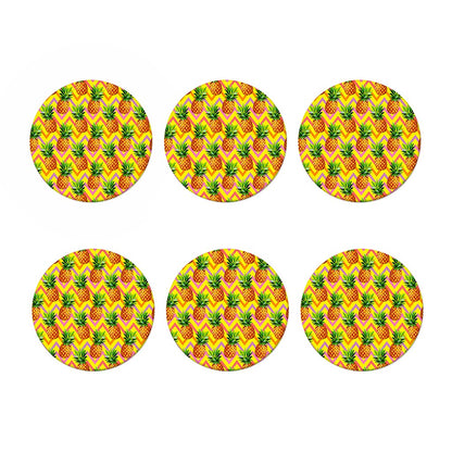 Pastel Zig Zag Pineapple Pattern Print Coaster Set