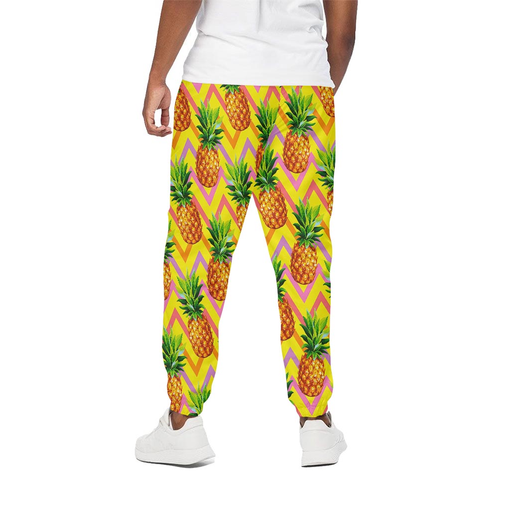 Pastel Zig Zag Pineapple Pattern Print Cotton Pants