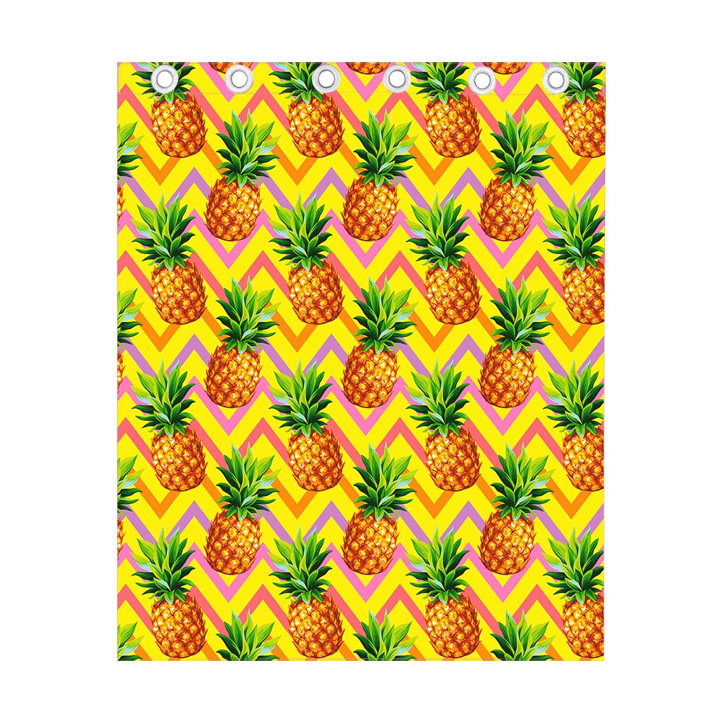 Pastel Zig Zag Pineapple Pattern Print Curtain