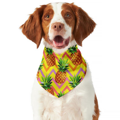 Pastel Zig Zag Pineapple Pattern Print Dog Bandana