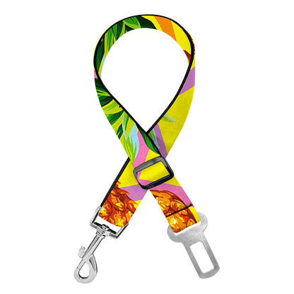 Pastel Zig Zag Pineapple Pattern Print Dog Seat Belt
