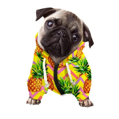 Pastel Zig Zag Pineapple Pattern Print Dog Zip Up Hoodie