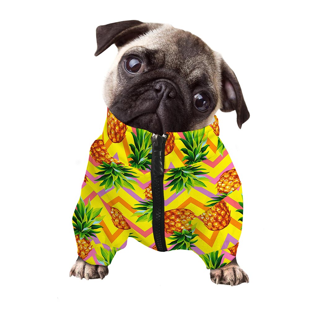 Pastel Zig Zag Pineapple Pattern Print Dog Zip Up Jacket