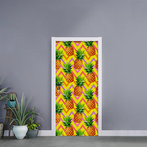 Pastel Zig Zag Pineapple Pattern Print Door Sticker