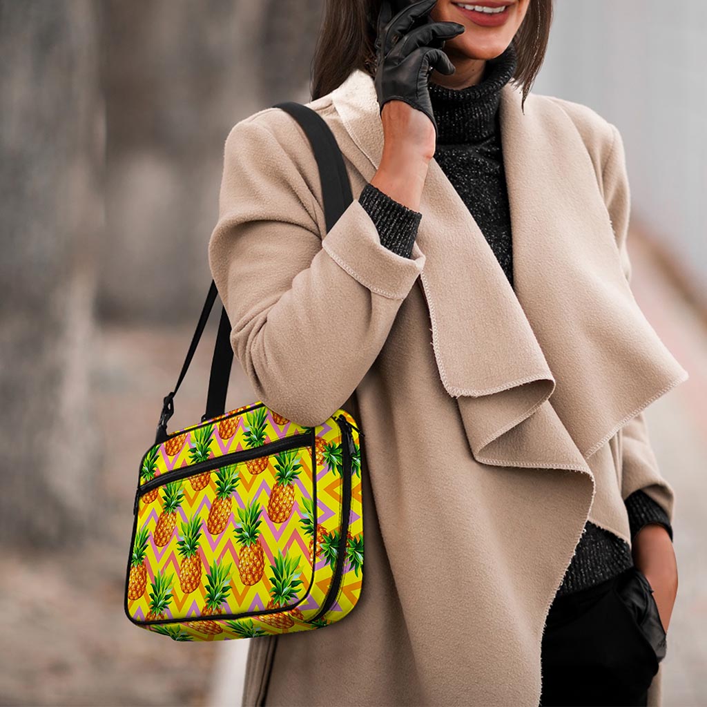 Pastel Zig Zag Pineapple Pattern Print Double Strap Bible Bag