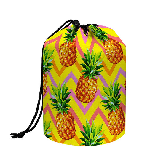 Pastel Zig Zag Pineapple Pattern Print Drawstring Makeup Bag