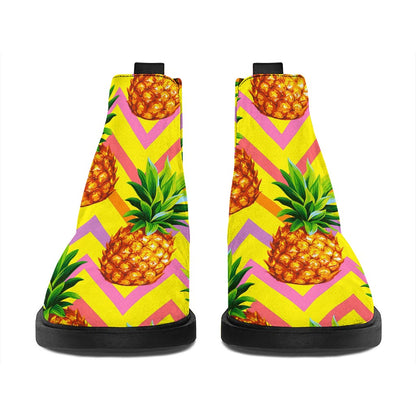 Pastel Zig Zag Pineapple Pattern Print Flat Ankle Boots