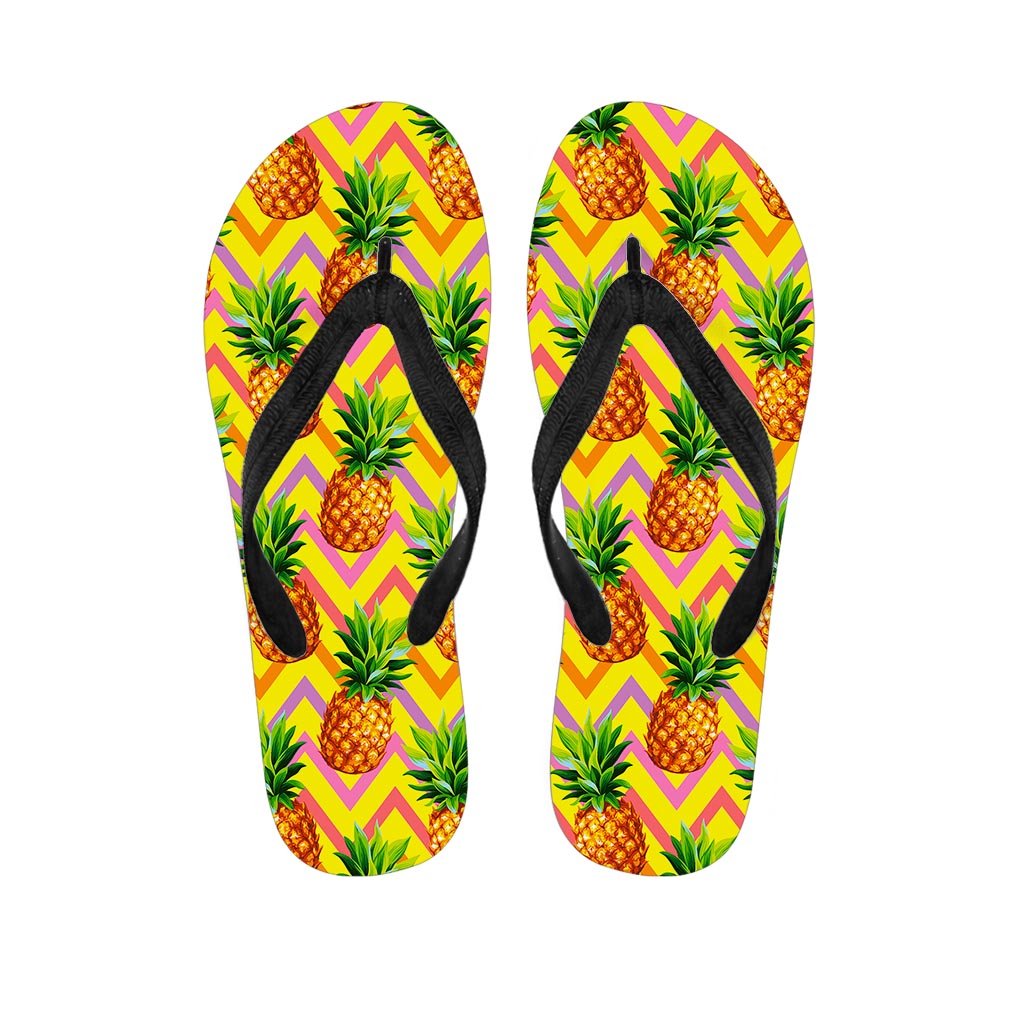 Pastel Zig Zag Pineapple Pattern Print Flip Flops