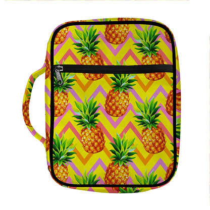 Pastel Zig Zag Pineapple Pattern Print Front Pocket Bible Bag