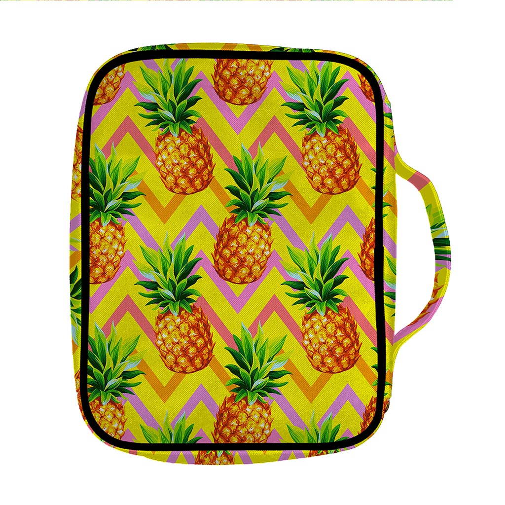Pastel Zig Zag Pineapple Pattern Print Front Pocket Bible Bag