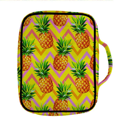 Pastel Zig Zag Pineapple Pattern Print Front Pocket Bible Bag