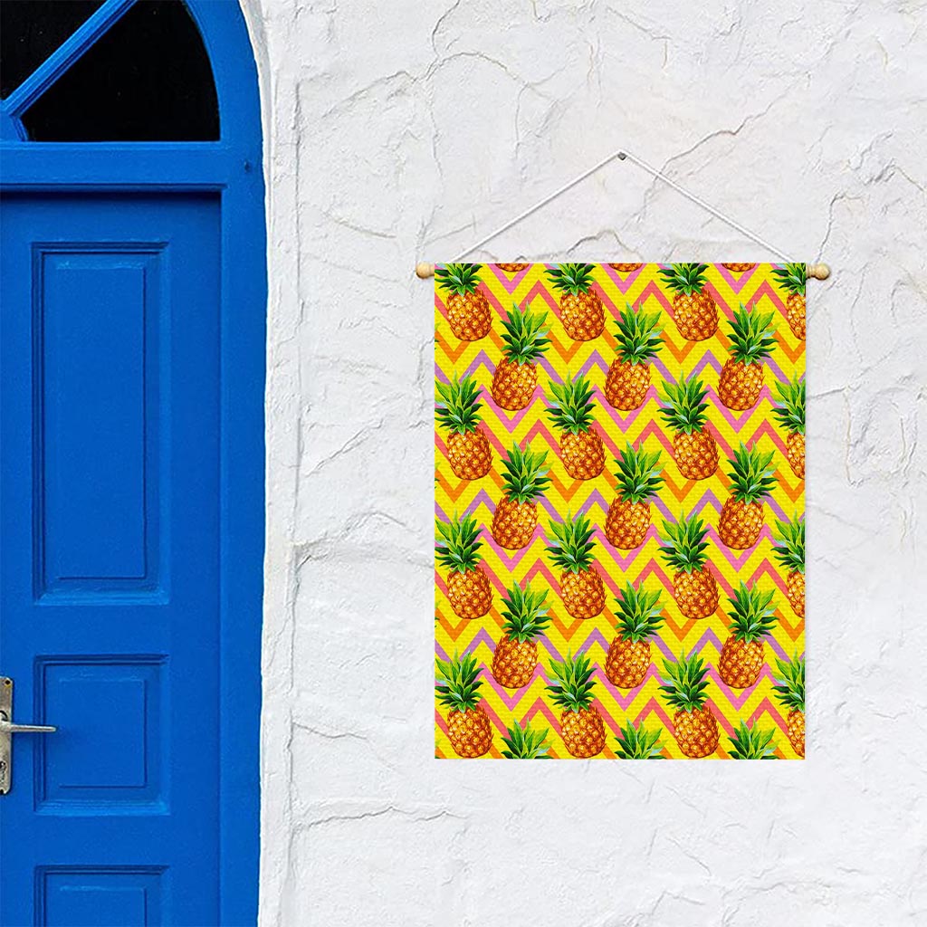 Pastel Zig Zag Pineapple Pattern Print Garden Flag