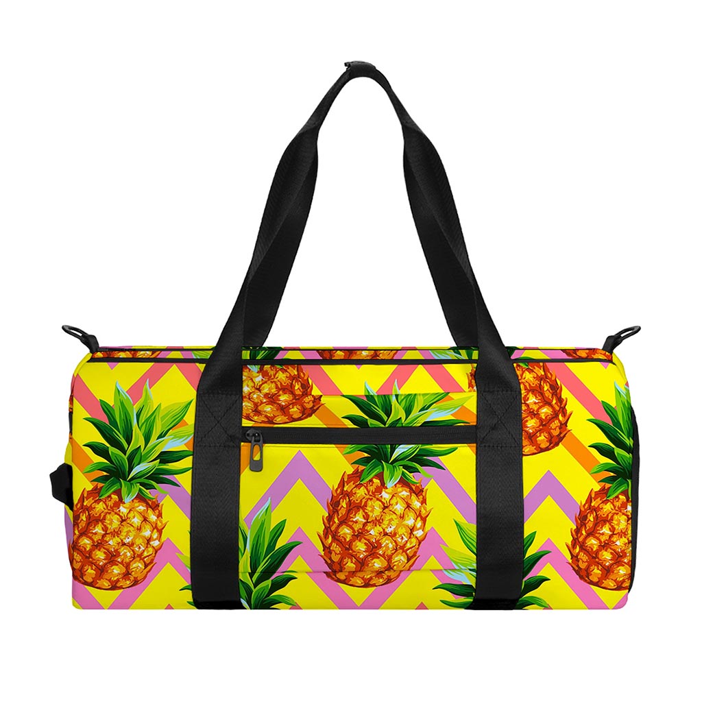 Pastel Zig Zag Pineapple Pattern Print Gym Bag