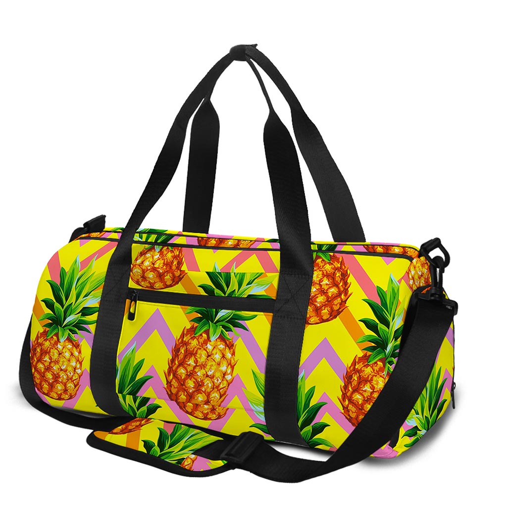 Pastel Zig Zag Pineapple Pattern Print Gym Bag