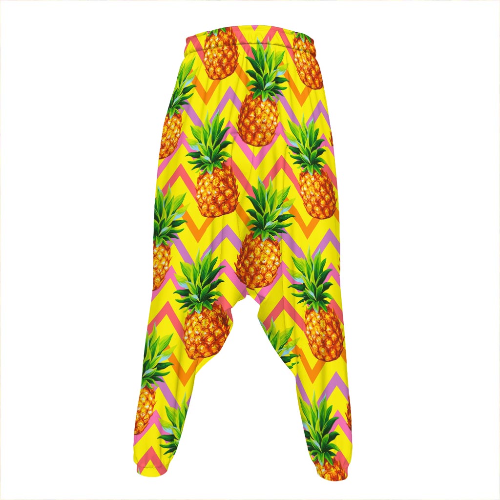 Pastel Zig Zag Pineapple Pattern Print Hammer Pants