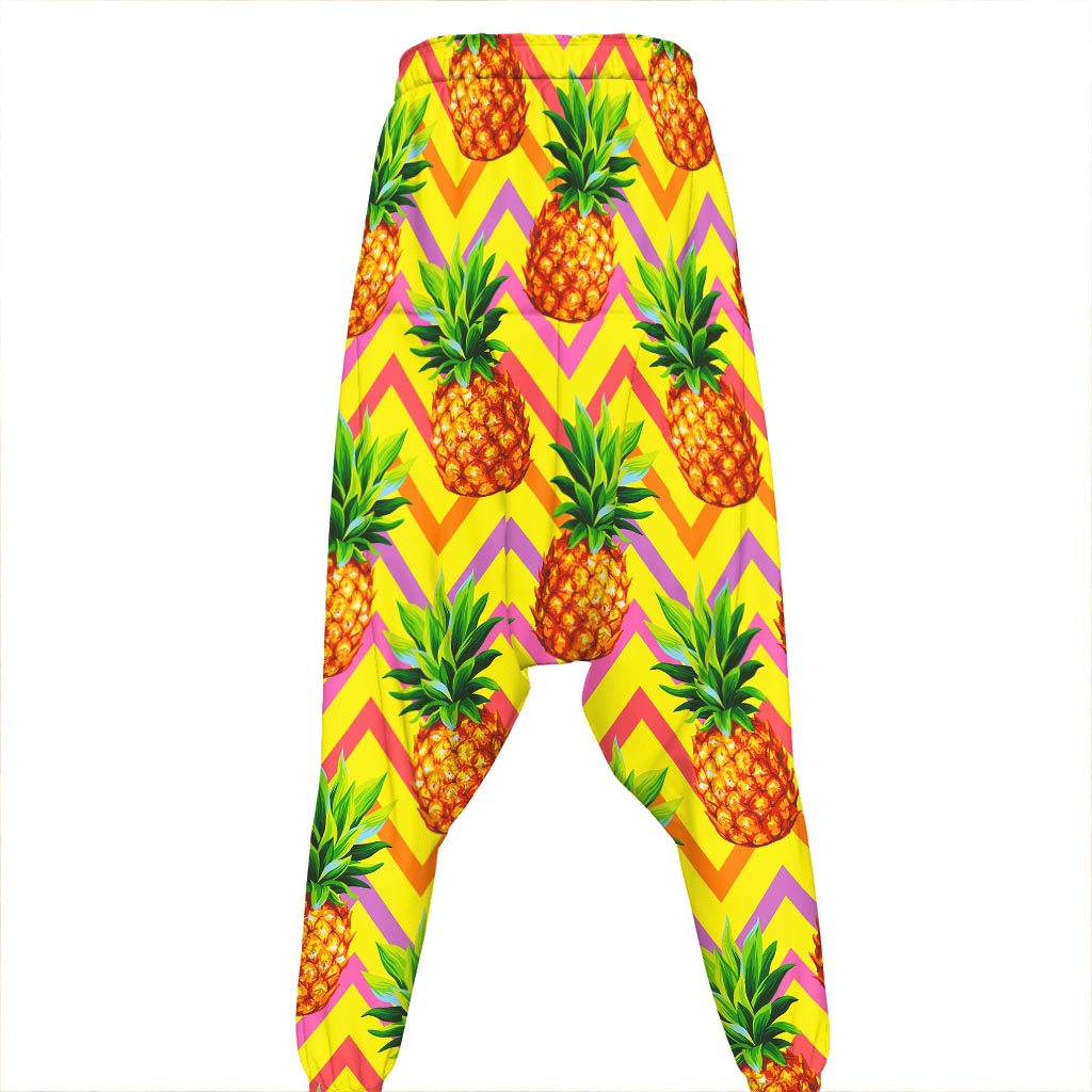 Pastel Zig Zag Pineapple Pattern Print Hammer Pants