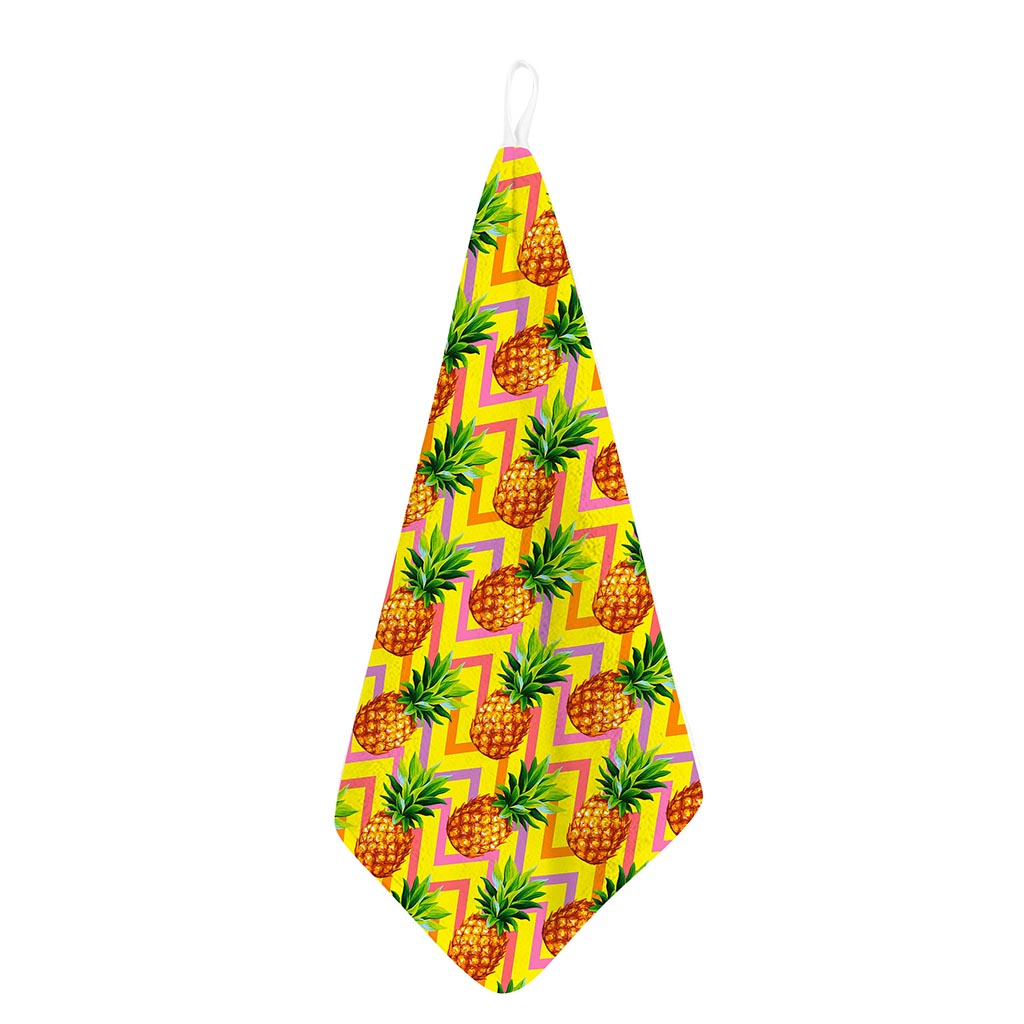 Pastel Zig Zag Pineapple Pattern Print Hand Towel