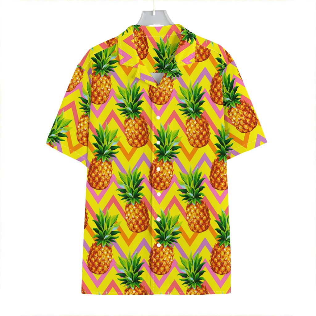 Pastel Zig Zag Pineapple Pattern Print Hawaiian Shirt