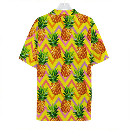 Pastel Zig Zag Pineapple Pattern Print Hawaiian Shirt