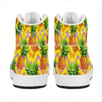 Pastel Zig Zag Pineapple Pattern Print High Top Leather Sneakers