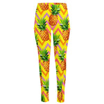 Pastel Zig Zag Pineapple Pattern Print High-Waisted Pocket Leggings