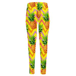 Pastel Zig Zag Pineapple Pattern Print High-Waisted Pocket Leggings