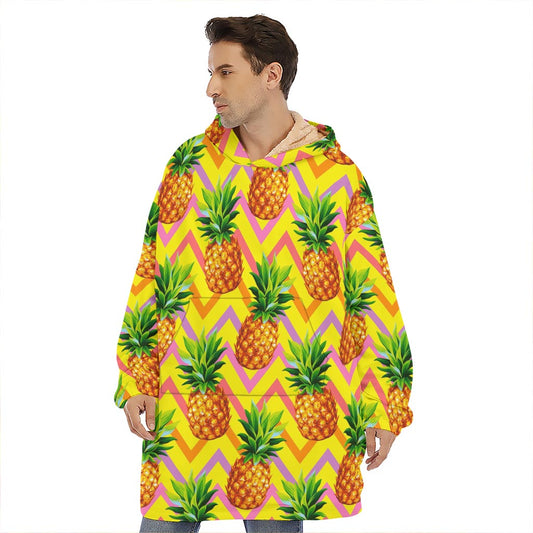 Pastel Zig Zag Pineapple Pattern Print Hoodie Blanket