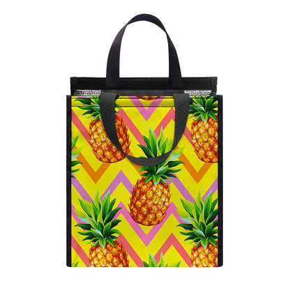 Pastel Zig Zag Pineapple Pattern Print Insulated Lunch Tote